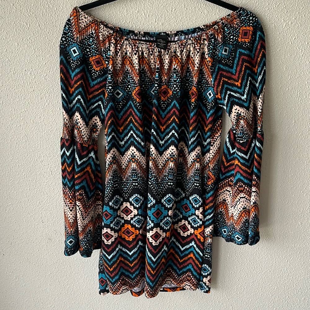 Win Win Bell Sleeve Top Boho Tunic Small Medium